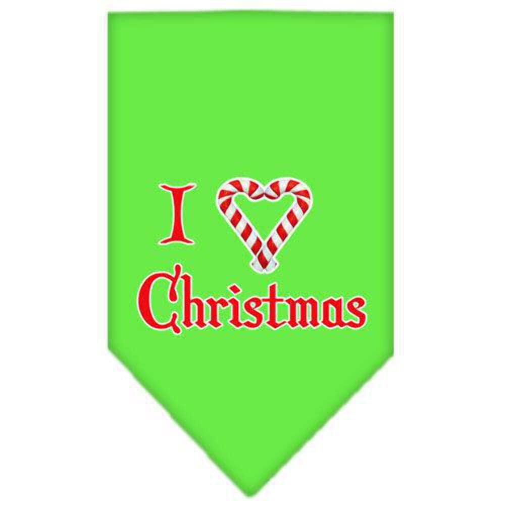 Christmas Pet and Dog Bandana Screen Printed, &quot;I Heart Christmas&quot; Light Pink Large