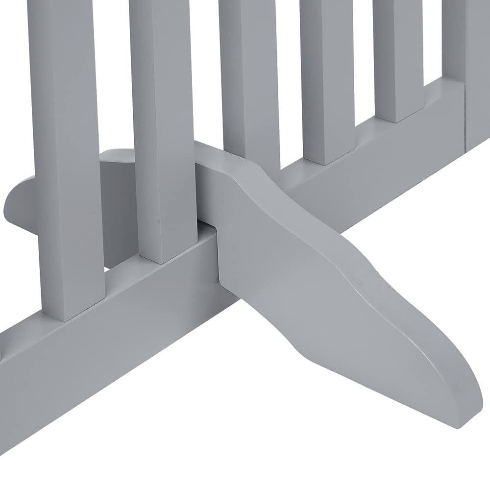 Unipaws Freestanding Wooden Pet Gate For Dog And Cat, 24' H And 36' H Foldable Dog Gate With 2Pcs Support Feet For Doorway, Halls, Stairs, Grey, Indoor Use