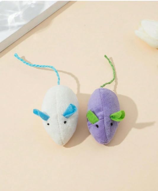 Kittupet 2 Pcs Simulation Mouse Toy Pet Toy Mouse Teaser Realistic Mouse Toy Cat Teaser Kitten Plush Toy (Color May Vary)