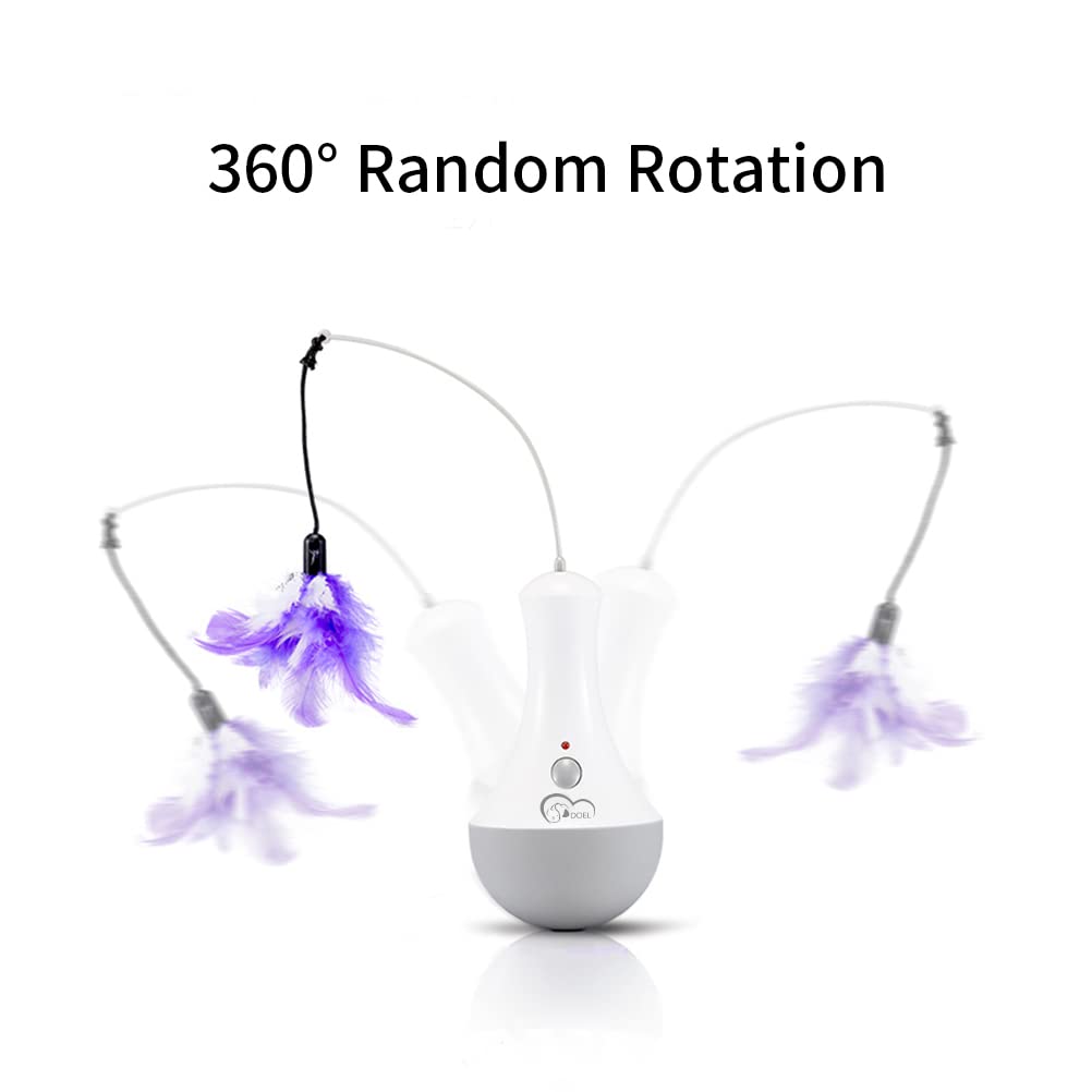 Doel Interactive Cat Feather Toys, Automatic Cat Toy For Indoor Cats, Electronic Cat Exercise Toys, Gift For Adult & Kitten Cats