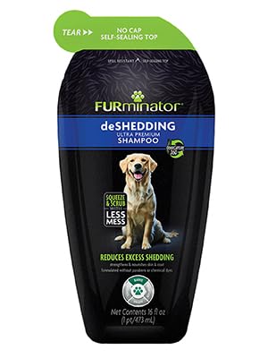 Furminator Deshedding Shampoo Squeezable Pouch,16 Fluid Ounces, Moisturizing Deshedding Shampoo For Dogs In Self-Sealing,Spill-R