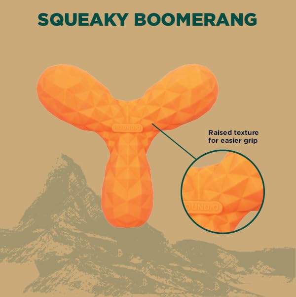 Hound2O Dog Toys - Squeaky Boomerang, Orange - Tough, Engaging, & Interactive For All Breeds- Chew, Chase, & Fetch - Durable Non