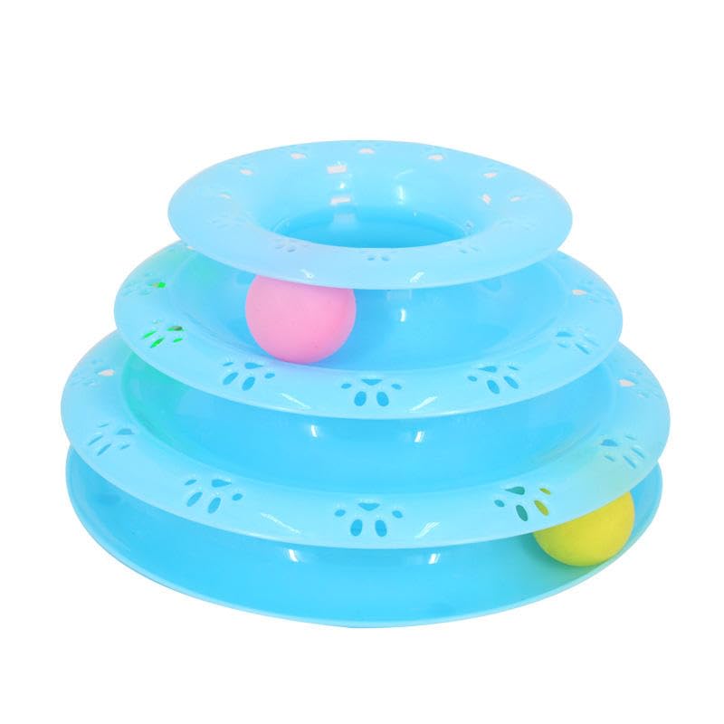 Mistletoe Interactive Cat Toy Tower With Rolling Balls, 3Tier Track, Cat Toy Ball Plastic Silicone Play Plate Track Tower For C