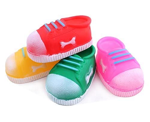 PSK PET MART Squeaky Shoes Rubber Toy for Dog (Pack of 2) (Multicolour)