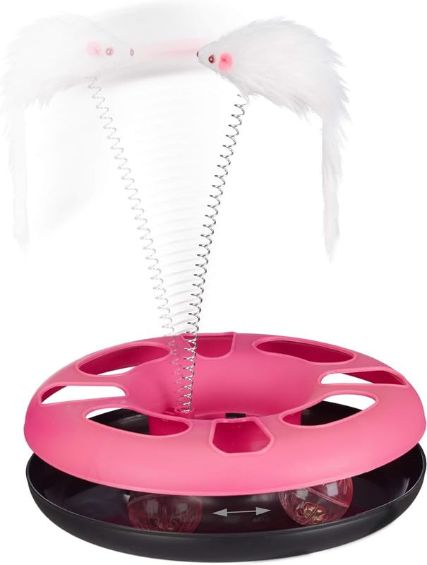 Psk Pet Mart Cat Toy Kitten Rotating Teaser Mice With Cat Bell Ball Interactive Cat Toys Colour May Vary