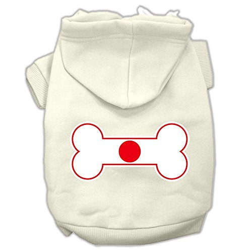 Pet, Dog & Cat Hoodie Screen Printed, Bone Flag Japan Cream 2XL (20-25 lbs.)