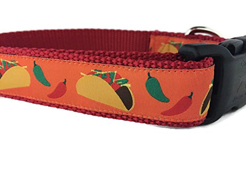 Taco Dog Collar, Caninedesign, Side Release Buckle, 1 Inch Wide, Adjustable, Nylon, Medium And Large (Taco, Large 15-22'')