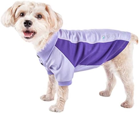 Pet Life  Active Barko Pawlo Relaxstretch Wickproof Performance Dog Polo Tshirt, Lavander  Medium