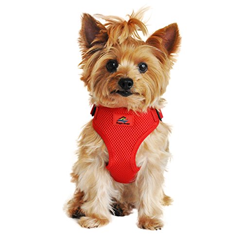 Doggie Design Soft Lightweight Wrap and Snap Choke Free Dog Harness - Flame Red (M)