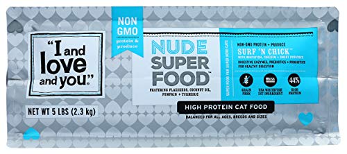 I and love and you Nude Super Food Dry Cat Food - Whitefish + Chicken - Grain Free, High Protein, No Fillers, Superfoods, 5lb Ba