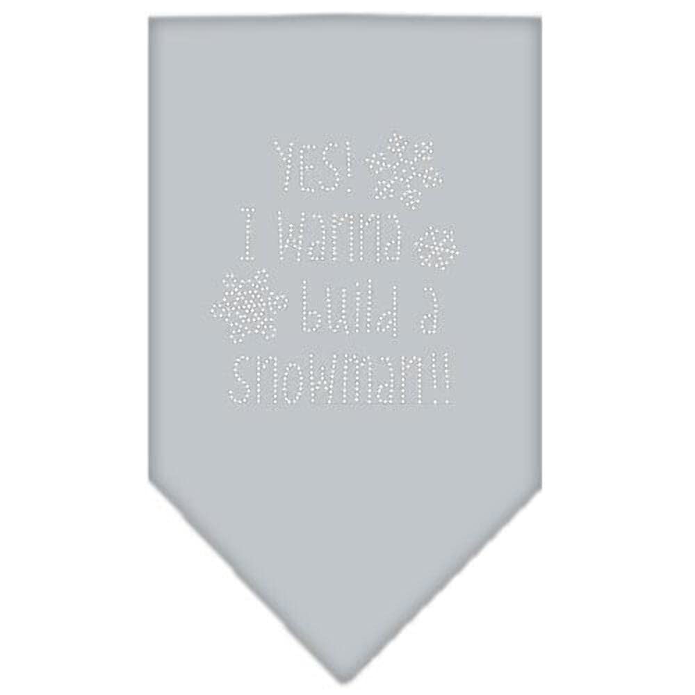 Christmas Pet and Dog Bandana Rhinestone, "Yes! I Want To Build A Snowman" Yellow Large
