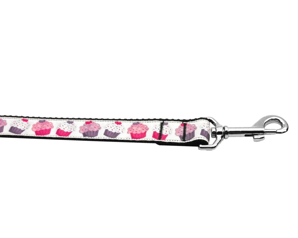 Pet Dog & Cat Nylon Collar or Leash, "Pink Purple Cupcakes" 1" w x 6 ft. leash