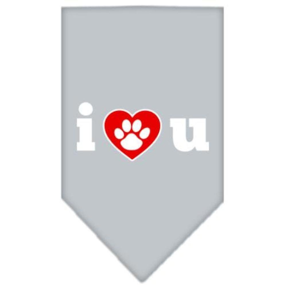 Mirage Pet Products I Love U Screen Print Bandana for Pets, Large, Grey