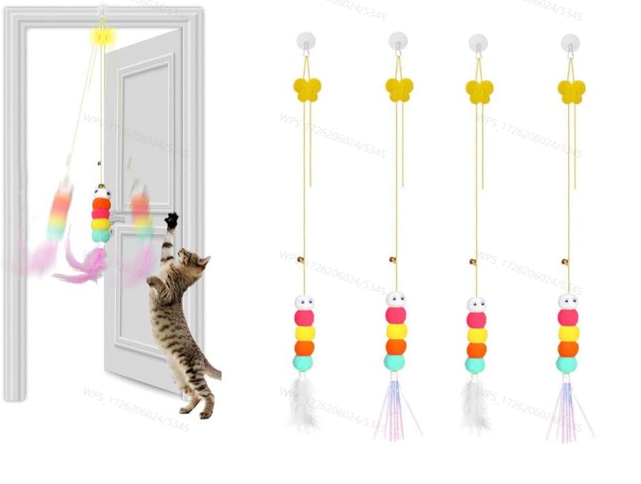 Carthome 4Pcs Cat, Interactive Kitten For Cat, Feather And Paper Caterpillar Design For Indoor Play, Multi Pet Household