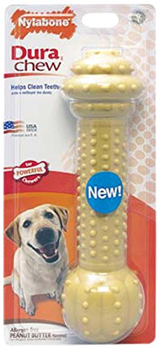 Nylabone Power Chew Extreme Chewing Dura Chew Barbell Dog Chew Toy, Peanut Butter, Large/Extra Large