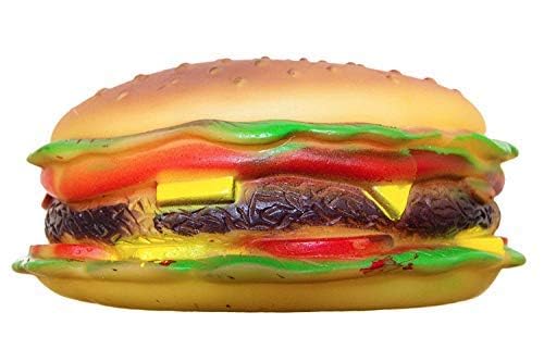 Woofy Durable Non Toxic Rubber Burger Shape Chew Toy with Squeaky Sound Toy Perfect for Small & Medium Breed Dogs | Enhance Play