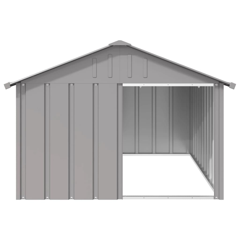 vidaXL Dog House Outdoor Kennel - Gray Galvanized Steel Pet Shelter