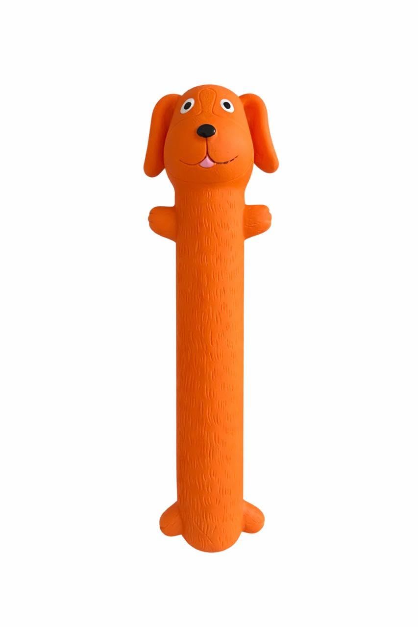 WAGGYTAILS Durable Squeaky Dog Chew Toy Long Dog Shape Rubber Toy for Puppies & Small to Adult Dogs | Teeth Cleaning, Stress Rel