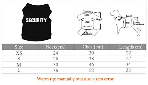 2Pack Dog Security Costume Cotton Dog Shirt For Small Dog Boy Pet Clothes Boss/Security Puppy Black Vest T-Shirts Cat Top Tee Breathable Stretchy
