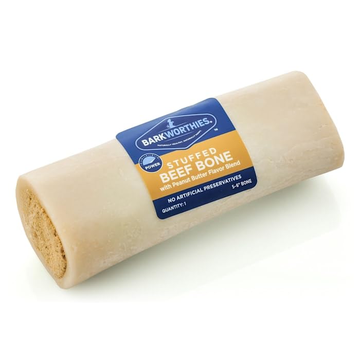 Barkworthies Peanut Butter Stuffed Bone for Dogs, 0.7 lbs.
