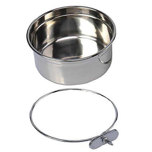 Pet Dog Stainless Steel Coop Cups With Clamp Holder - Detached Dog Cat Cage Kennel Hanging Bowl,Metal Food Water Feeder For Small Animal Ferret Rabbit (Large)