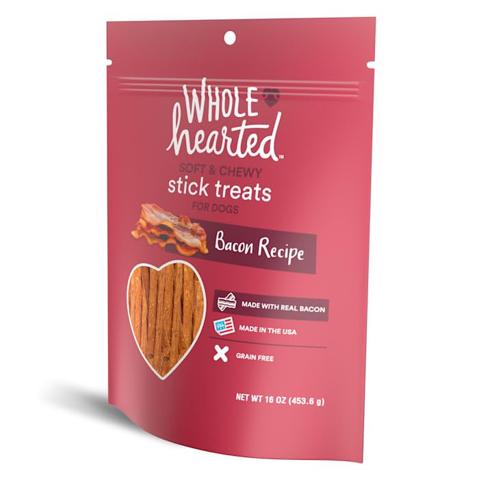 WholeHearted Grain Free Soft and Chewy Bacon Recipe Dog Stick Treats, 16 oz