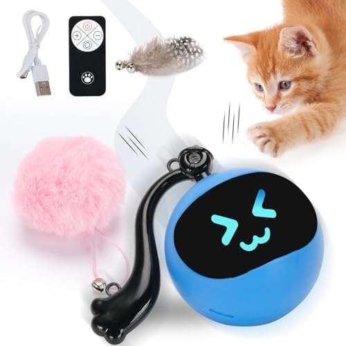 Goldsuccess Interactive Cat Toy Ball For Bored Indoor Adult Cats,Rechargeable Automatic Moving Mouse Chase Toy With Colourful Le
