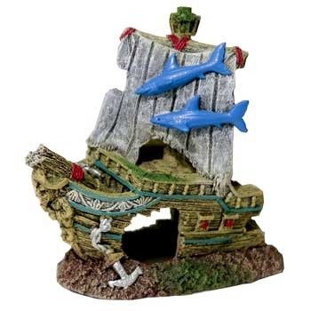 Blue Ribbon Pet Products Resin Aquarium Ornament - Ships Bow Small 4 Inch