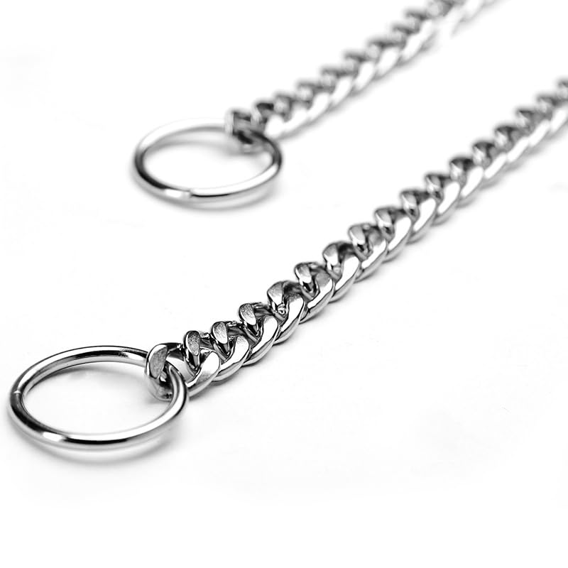 Flat Dog Chain Collar, Metal Slip Collars, Heavy Duty Dog Necklace, For Training, Chew Proof Durable Martingale Puppy Collars Fo