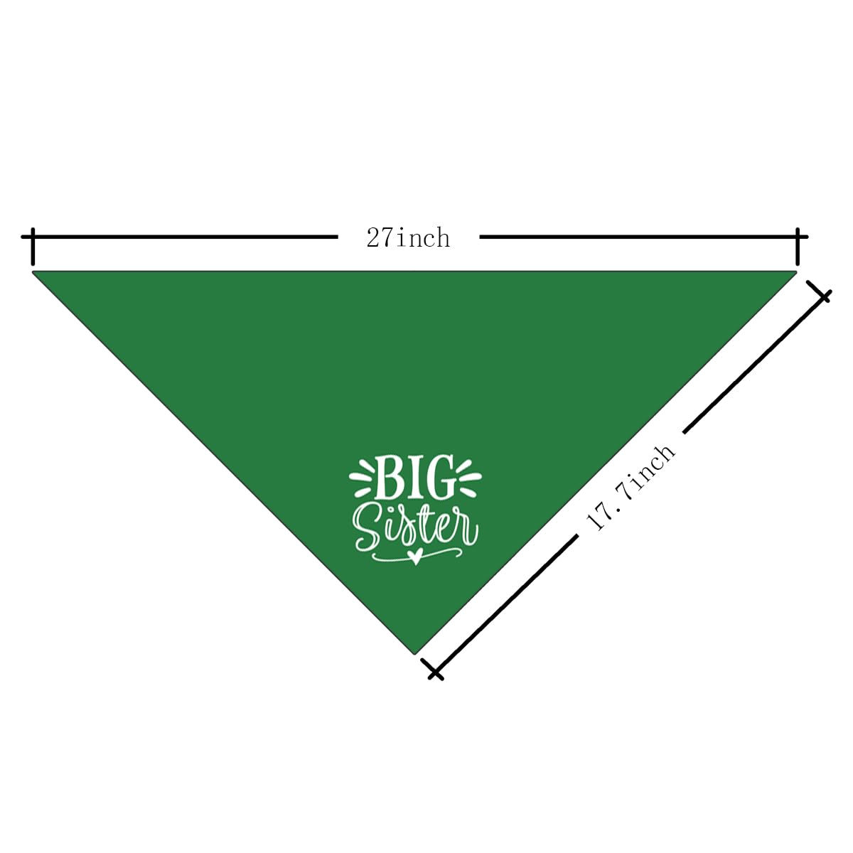 Zpprjf Big Sister Dog Bandana, Green, Triangle, 25 X 17 Inches, Flannel, Comfortable, Water Resistant, Geometric Pattern, Baby S