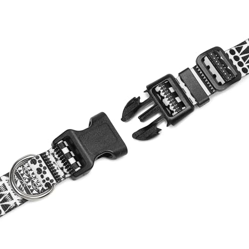Mercano Adjustable Dog Collar - Special Design Patterns, Soft Nylon Comfortable Durable Pet Collar For Small Medium Large Dogs (M, Black White A)