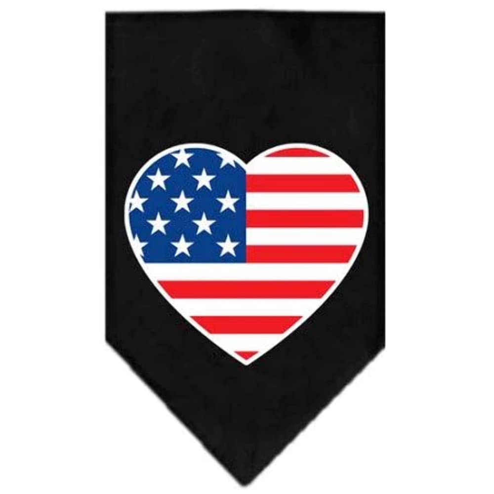 Mirage Pet Products American Flag Heart Screen Print Bandana Bright Pink, Small