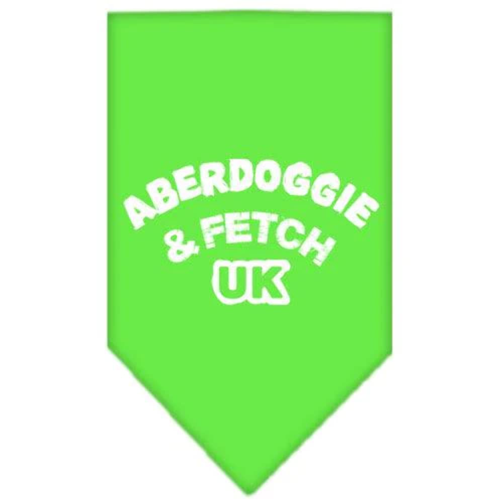 Pet and Dog Bandana Screen Printed, &quot;Aberdoggie & Fetch UK&quot; Lime Green Small