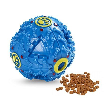 Pet Needs Durable Interactive Dog Treat Dispenser Squeaky Giggle Quack Ball for Dogs and Puppies  Increases Brain IQ and Mental