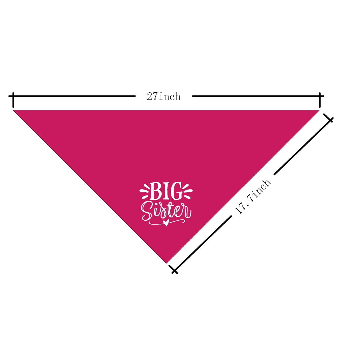 Big Sister Dog Bandana, Dog Bandana, Deep Pink Pet Dog Scarf Accessories, Pet Dog Triangle Scarf, Dog Bandana For Small Medium D