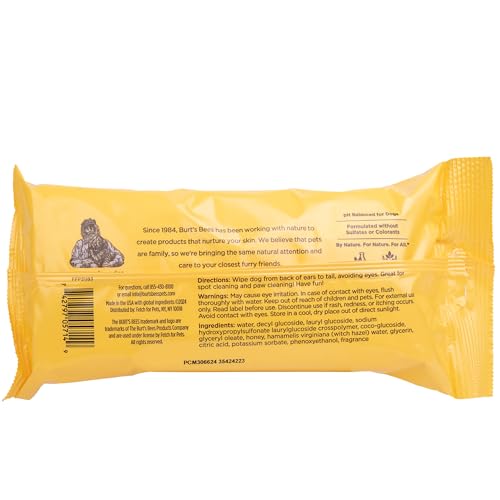 Burt'S Bees For Pets Deodorizing Wipes With Witch Hazel, 95% Natural Origin Formulas, Odor Control Dog Wipes - Gentle Dog Deodor