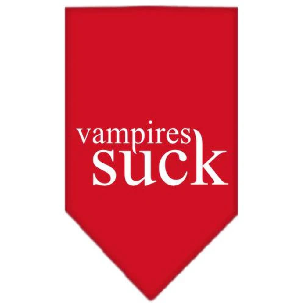 Halloween Pet and Dog Bandana Screen Printed, &quot;Vampires Suck&quot; Red Small