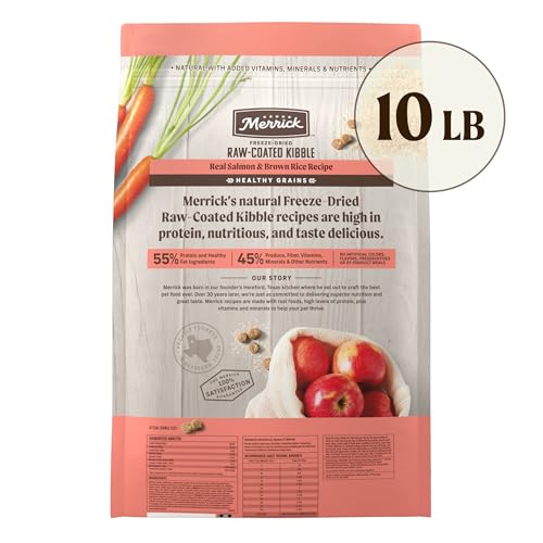 Merrick Healthy Grains Freeze Dried Raw Coated Kibble, Natural High Protein Dog Food, Salmon and Brown Rice - 10.0 lb. Bag