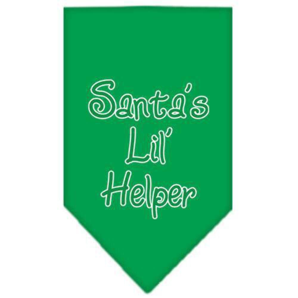 Christmas Pet and Dog Bandana Screen Printed, &quot;Santa's Lil Helper&quot; Light Pink Large