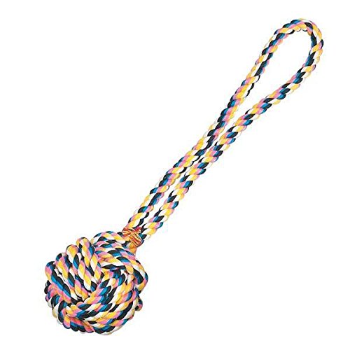 Fist Knot Rope Dog Toy Ball Handle Fetching Tugging Choose Size & Color(Small - 15' Long)