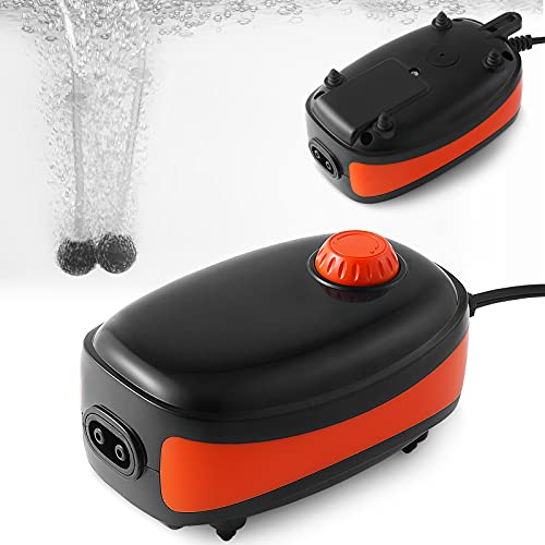 Fedour 4W 5W Aquarium Air Pump, Dual Outlets Oxygen Pump, Ultra Quiet Aquarium Bubbler For Up To 200 Gallon Fish And Turtle Tank (4W For 1-120Gallon)