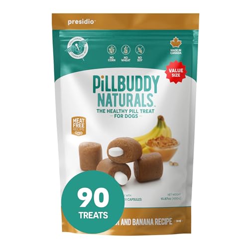 Presidio Pill Buddy Naturals - Pb & Banana Recipe Pill Hiding Treats For Dogs - Make A Perfect Pill Concealing Pocket Or Pouch For Any Size Medication - 90 Servings