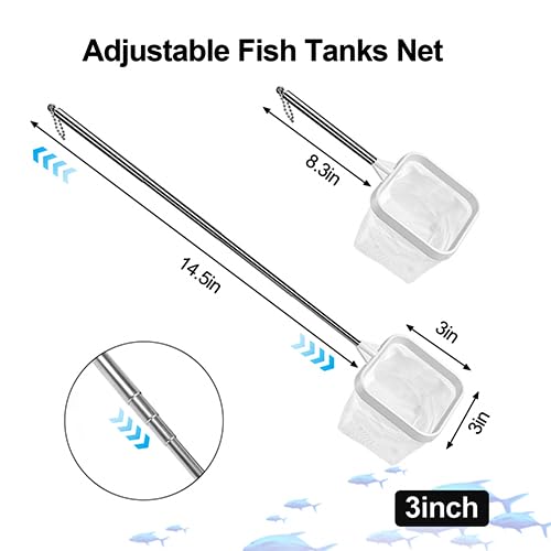 2-Pack White 3-Inch Aquarium Net - Small Fish Tank Tool for Shrimp & Bettas, Fast-Dry Mesh Scoop (Dual-Purpose Cleaner & Decor)