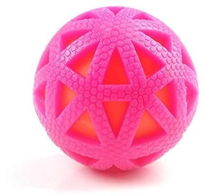 PetJoy Durable Pet Chew Ball for Dogs | Textured Rubber Geometric TreatDispensing Interactive Toy | Tough Chew Ball for Trainin