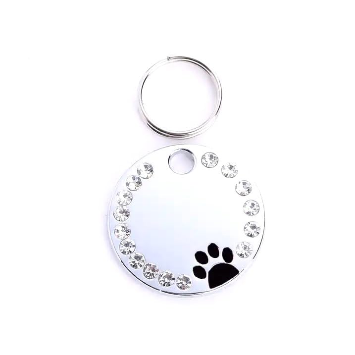 Personalized Dog/Cat Cute Paw Pet ID Tag with Unique Laser Engraving Name and Phone Number for Pet Collar or Key Chain (Black)