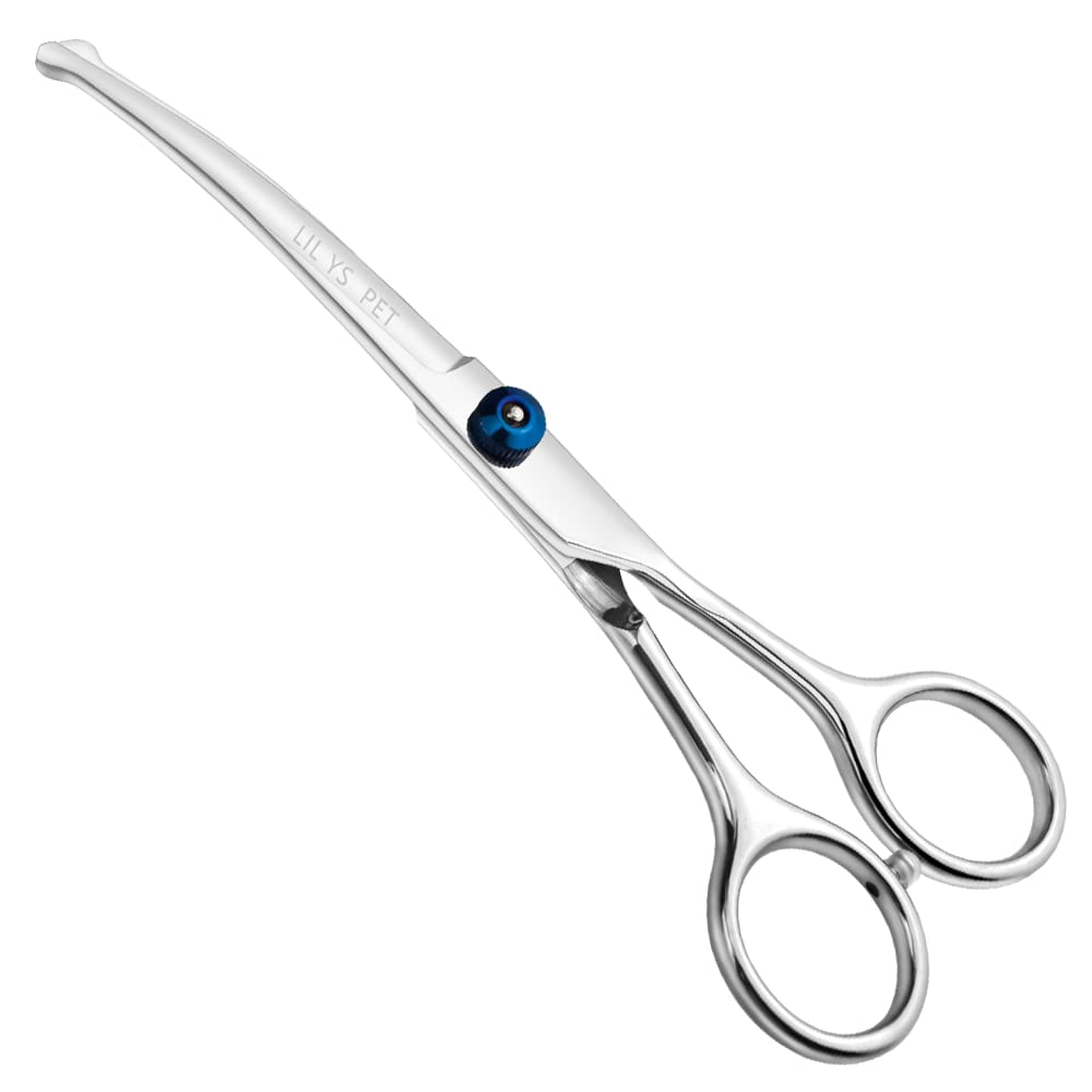 Lilys Pet 6.5' Right-Handed Pet Round-Tip Grooming Stainless Steel Safety Grooming For Dogs And Cats (Curved Scissor)