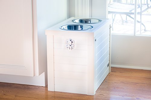 New Age Pet Ecoflex Piedmont Pet Diner With Storage - Antique White, Large (Ehhf304Xl)