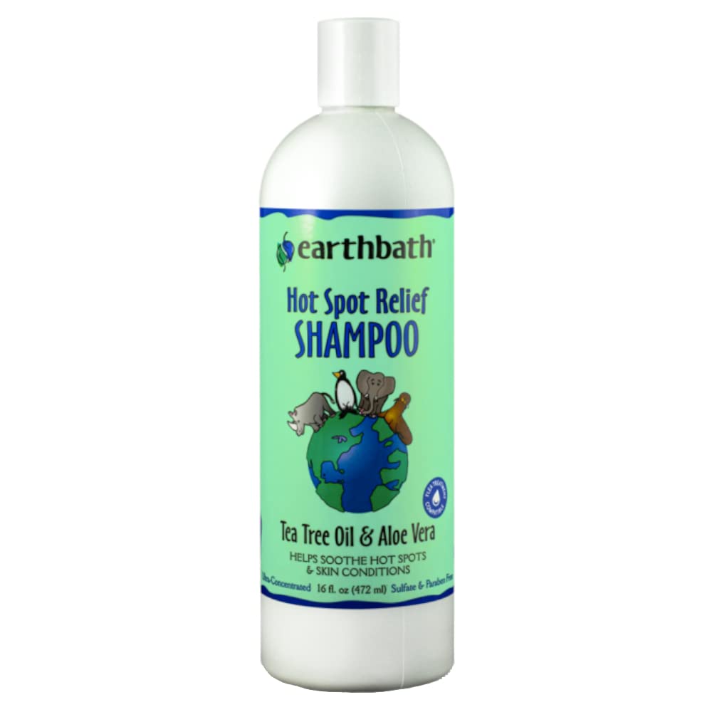 earthbath Hot Spot Relief Pet Shampoo, Tea Tree Oil & Aloe Vera, 16oz - Best Dog Shampoo for Itching & Skin Conditions - Made in