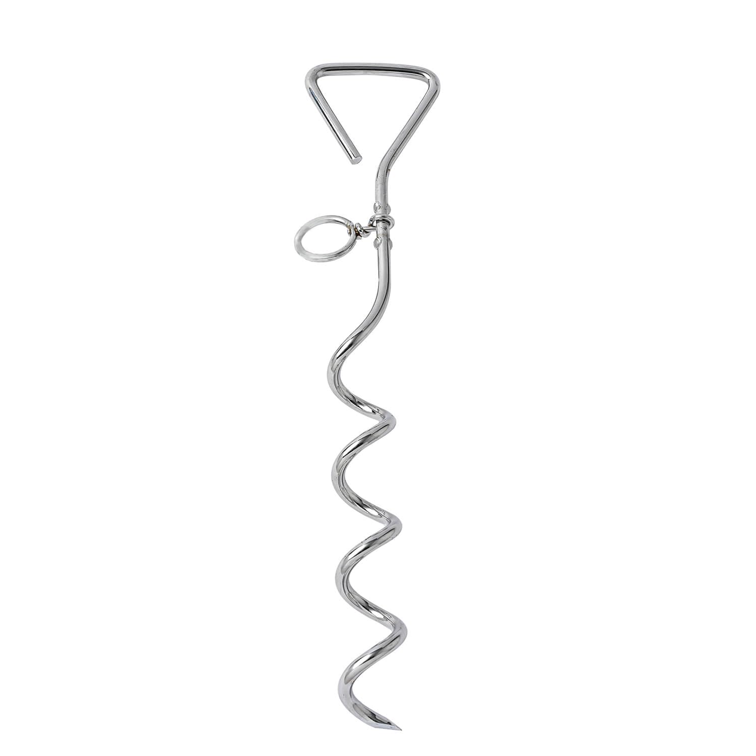 Wepet Dog Tie-Out Stake, Durable Silver Spiral Anchorstake, Secure Outdoor Tethering For All Cable Leash Chain, Camping Yard, Ru