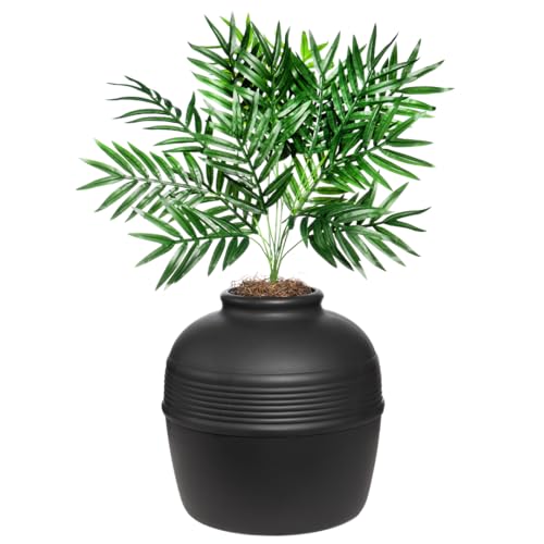 Good Pet Stuff Hidden Cat Litter Box Enclosure with Artificial Plant, Decorative Round Planter, Removable Tray, Charcoal Filter